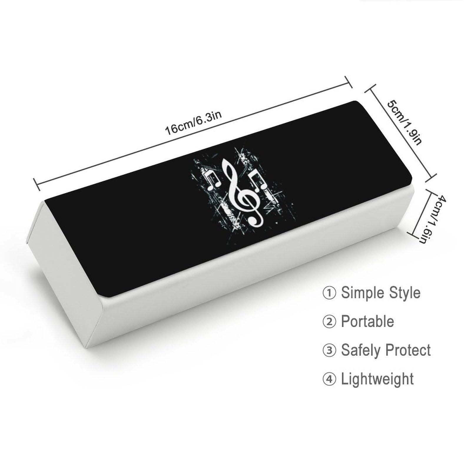 Musical Note Music Leather Glasses Case Fashion Hard Shell Portable Sunglass Organizer Eyeglasses Case for Mens Women