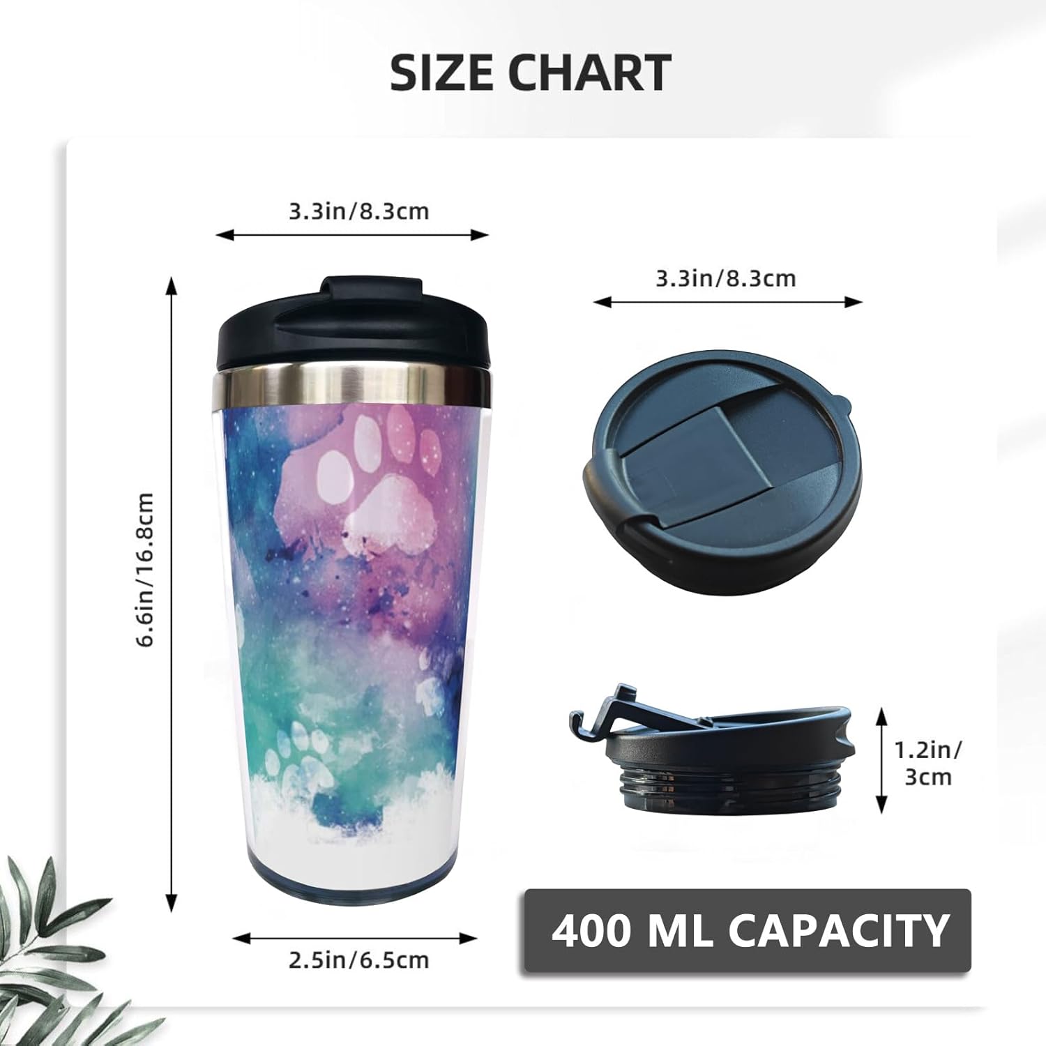 Watercolor Dog Paw Print Travel Coffee Mug 13 Oz, Stainless Steel Insulated Tumbler Cup with Lid for Dog Lovers, Perfect Anniversary, Birthday, Christmas Gift for Men, Women, Bestie, Friend - Image 3