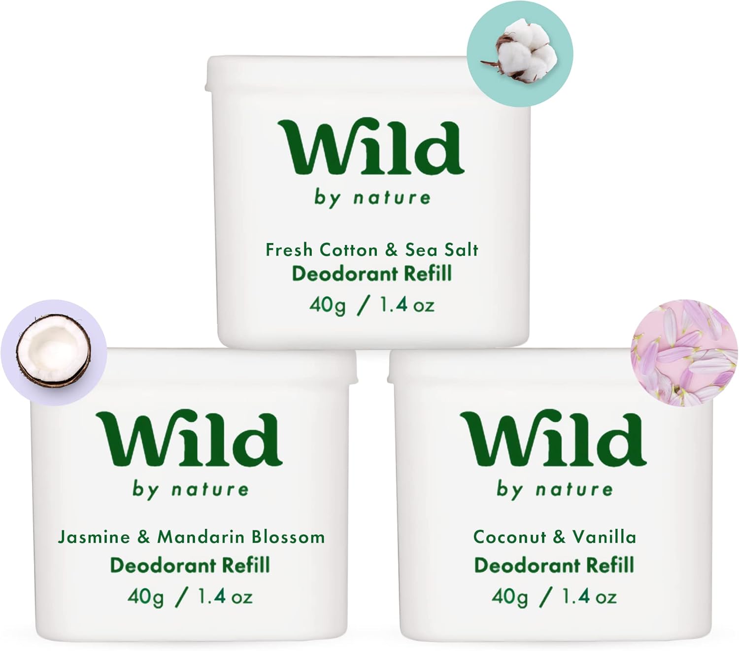 Wild Natural Refillable Deodorant Aluminium Free Refill Variety