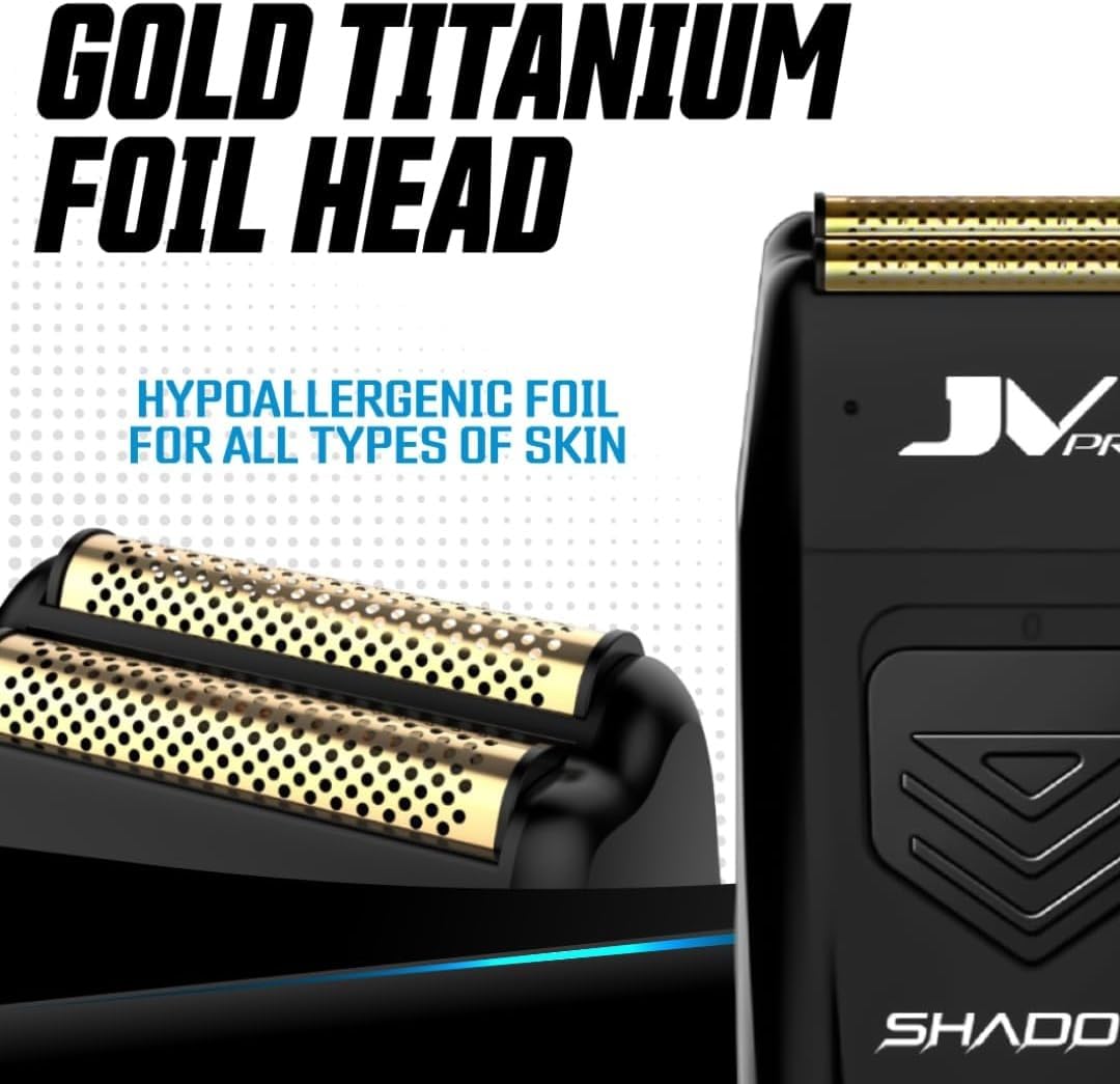 JV PRO Shadow Premium Electric Shaver with Precision Cutting Technology - Cordless Gold Titanium Foil Shaver for Smooth, Close Shaves – Rechargeable 11,000 RPM High Torque Motor