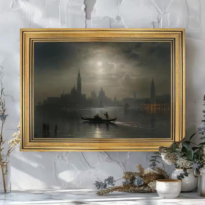 Tableau vintage sur toile pour salon paysage champêtre rétro chic décoratif 90x140