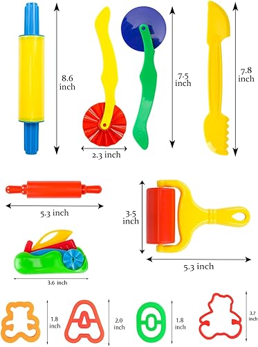 Miniatura 7 de Juego de herramientas de moldes de letras para niños, 69 piezas, accesorios, rodillos y cortadores, varios moldes de animales de plástico y