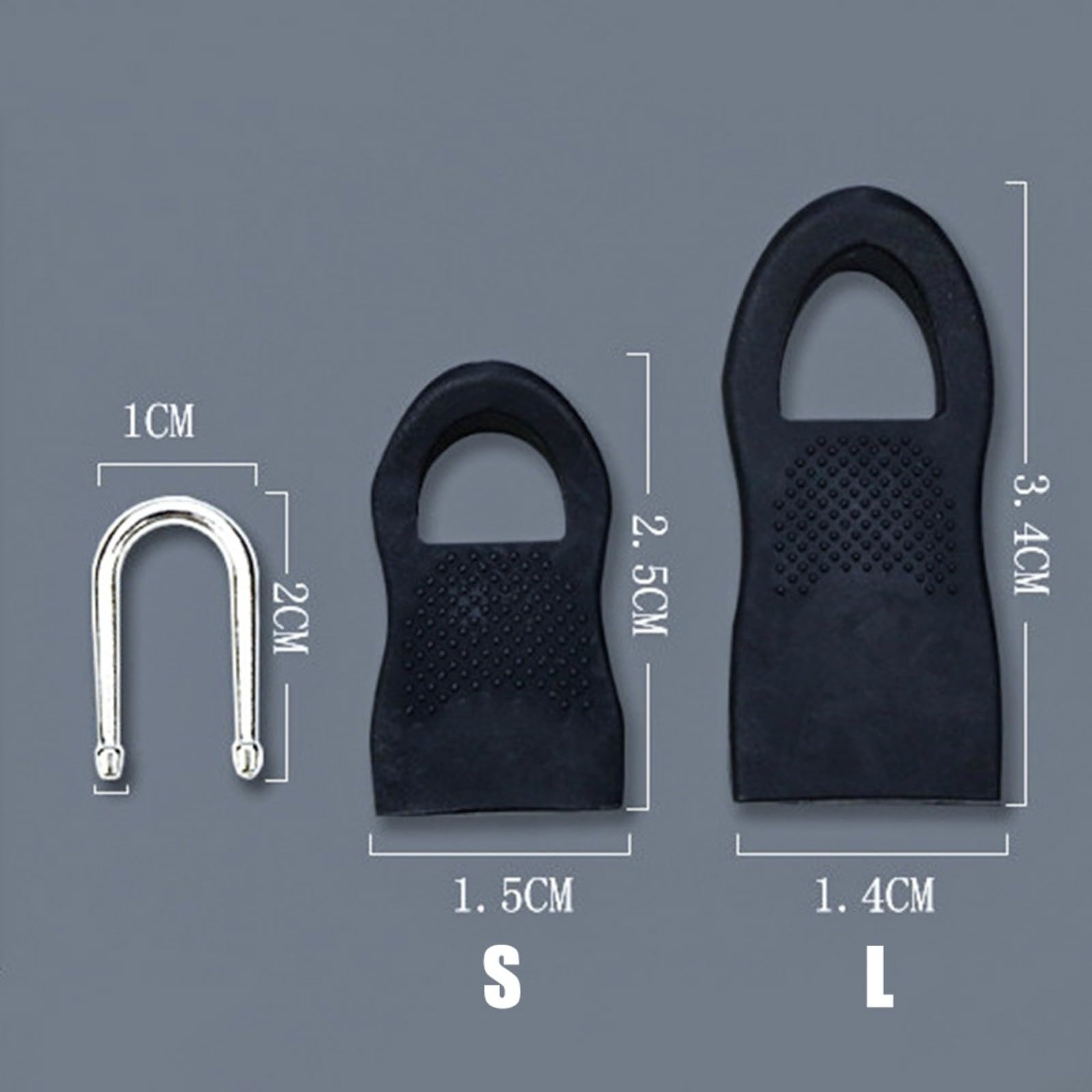 Reparación tirador de cremallera de metal 34 cm sin herramientas para reparación | Tirador de cremallera de repuesto, 3,4 x 1,4 cm, resistente, fácil de instalar (negro grande)