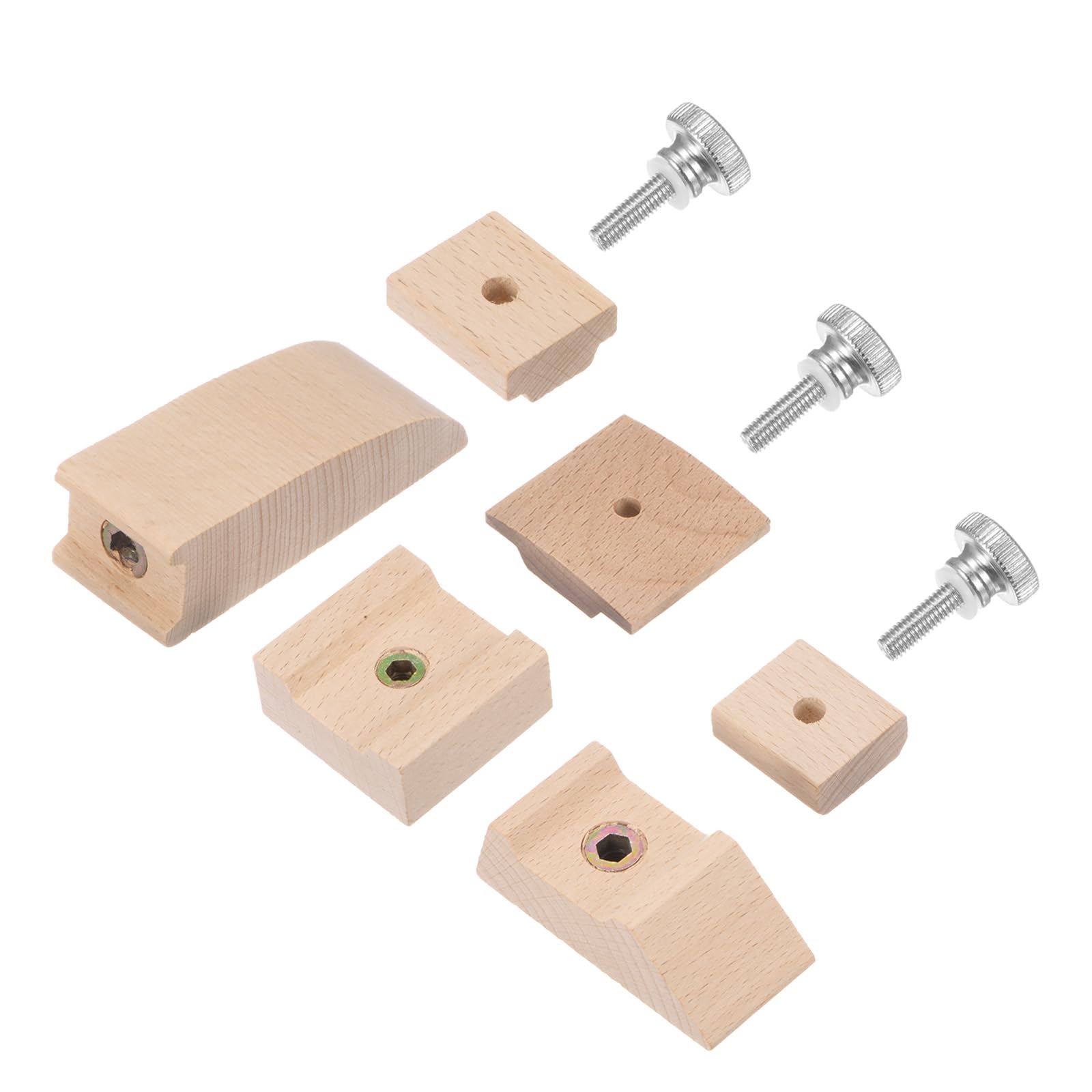 HARFINGTON Juego de 3 bloques de lijado a mano de madera, cuña biselada cuadrada, herramienta de pulido de papel de lija para bricolaje, accesorios de manualidades de cuero