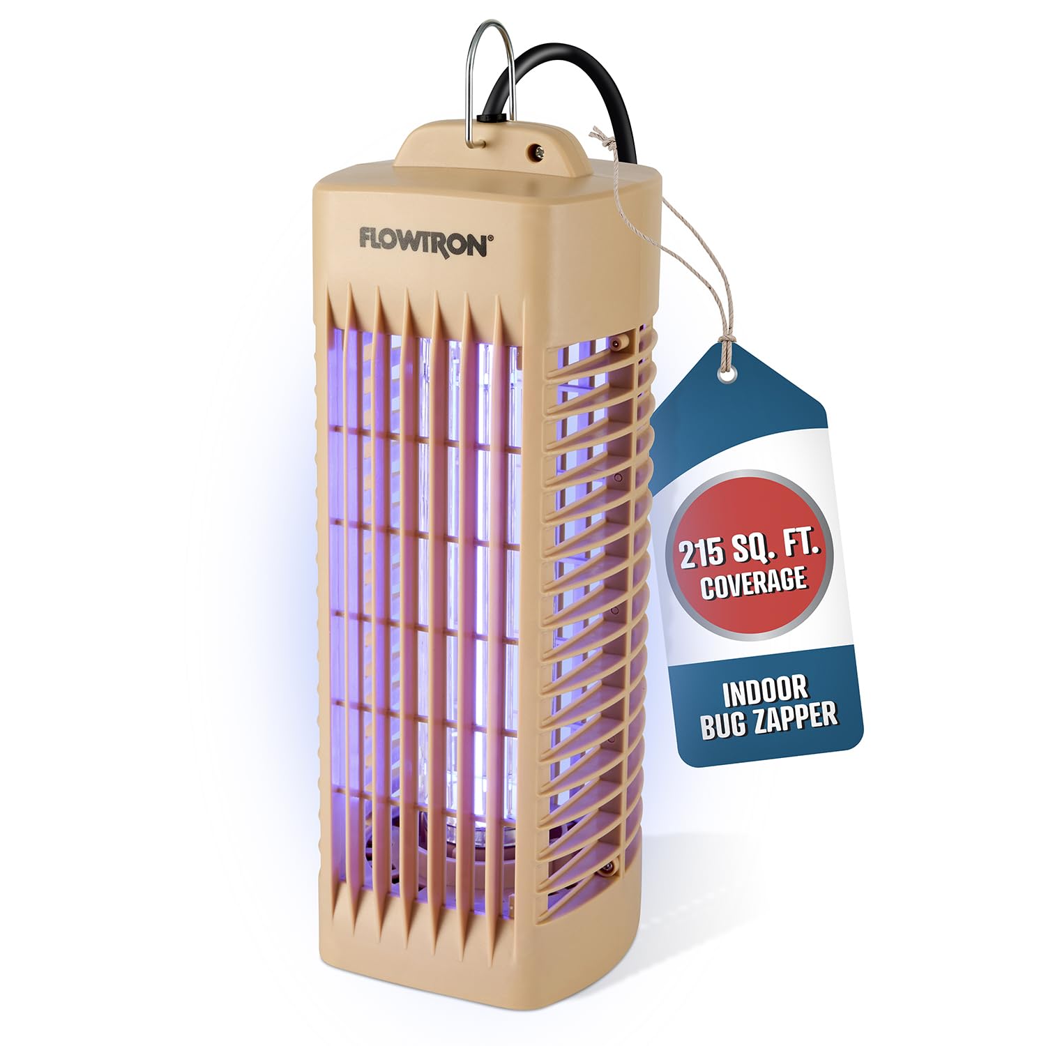 Flowtron Insektenvernichter für den Innenbereich (Beige) – 1000 V elektrischer Insektenvernichter mit UV-Licht – 215 m² Abdeckung – Plug-in-Fliegen- & Mückenfalle für Schlafzimmer, Küche & Büro
