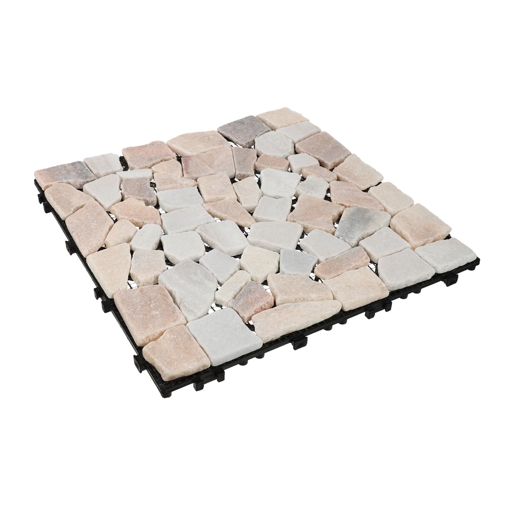 Azulejo de Suelo Entrelazado de Piedra de Mármol Anticorrosivo | 1 Pieza, Diseño Entrelazado de Fácil Instalación, para Patio y Exterior