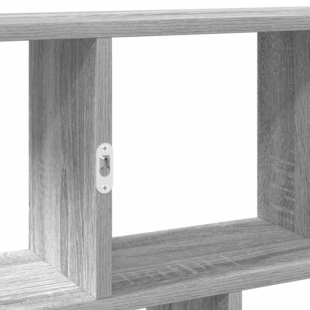 Estantería en forma de cubo, 12 compartimentos, color gris, madera Sonoma, 70 x 18 x 100 cm, versátil estantería de pared para dormitorio, salón