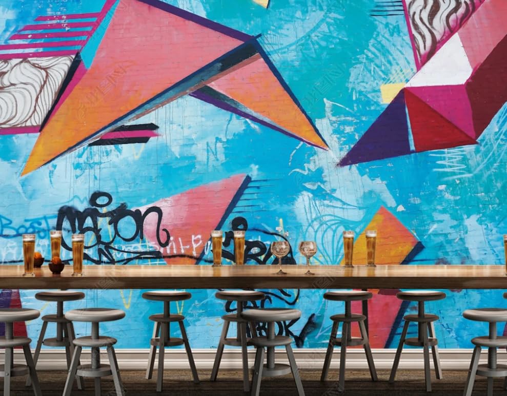 Peinture graffiti panoramique sur papier peint intissé premium pour restaurant