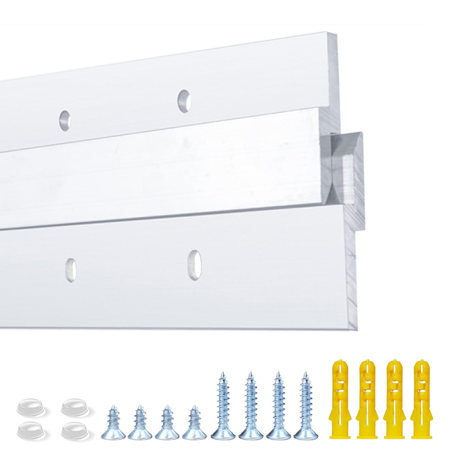 Photo 1 of 24 Inch French Cleat Hanger, Aluminum French Cleat, Mirror Hanging Hardware, French Cleat Heavy Duty for Panel, Whiteboard, Cabinet, Shelf, Headboard, Art (1 Pair, Support 160lbs) Thick (6mm) / Heavy duty 24 Inch 1 Pairs