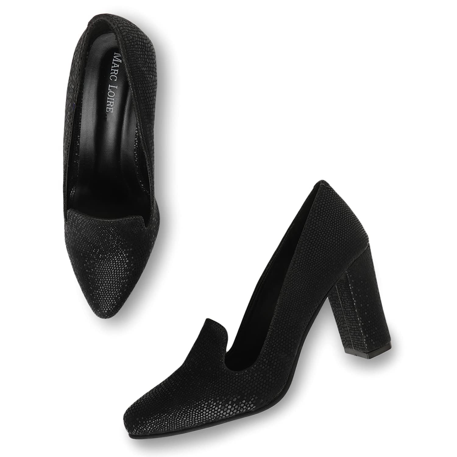 Marc Loire Womens Black Fashion Textured Block Heel Pump Shoes for Party and Formal Occasions, Size 4 UK (B09XB77YBM) Amazon Price History, Amazon Price Tracker