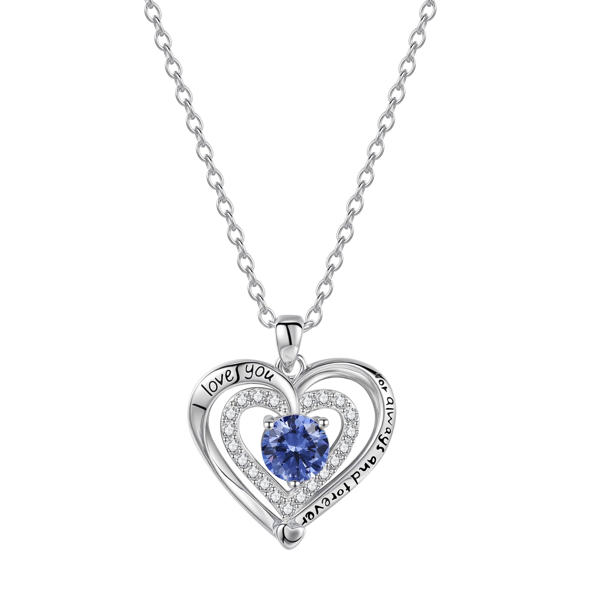 Naszyjnik z sercem "I Love You Forever" dla kobiet, platynowana cyrkonia wisiorek z miłosnym przesłaniem, romantyczny prezent dla żony, dziewczyny, mamy, regulowany łańcuszek 45-50 cm