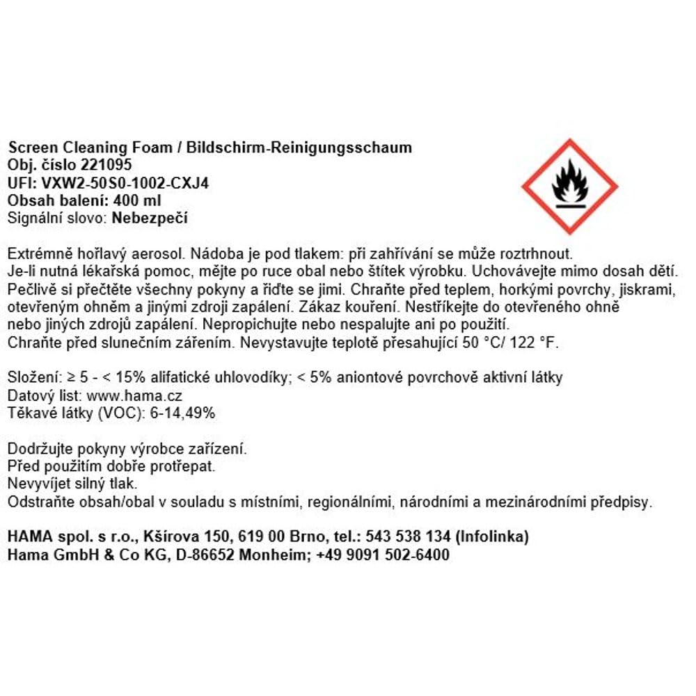 Hama Detergente per schermo, schiuma e panno per la pulizia, 400 ml (detergente per schermo per TV, telefono cellulare, tablet, monitor, LED, OLED, plastica, vetro, metallo, rimuove impronte digitali,