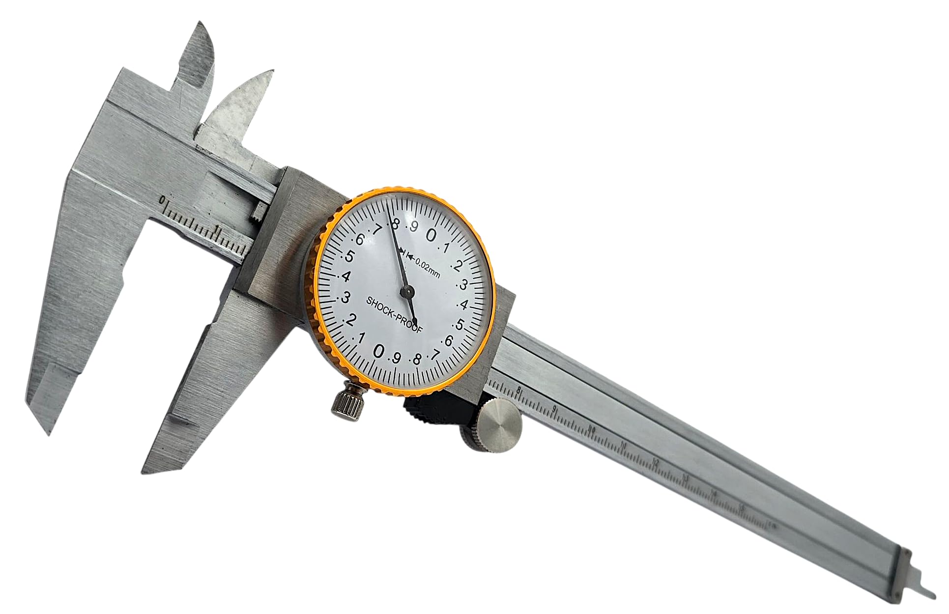 HERO Messschieber 150mm Uhrenmessschieber Präzisionsmessschieber Schieblehre Messschieblehre Meßuhr Analog 0,02 mm mit Feststellschraube für Haushalt und Industrie Messung Stoßfestes Messwerkzeug