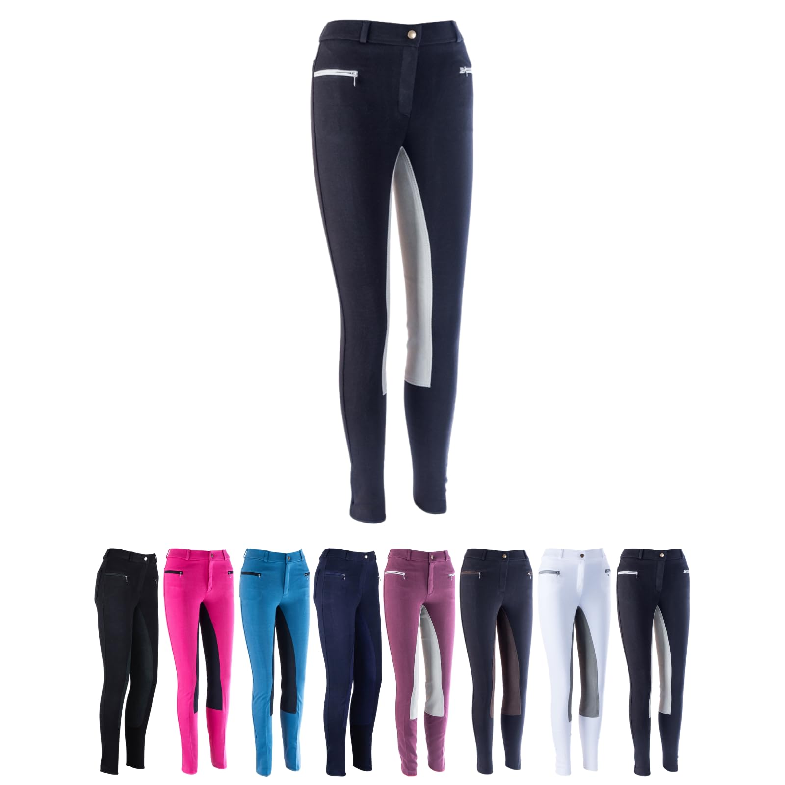 HKM by Reiterladen24 Basicline Pantaloni da equitazione per bambini, inserto scamosciato