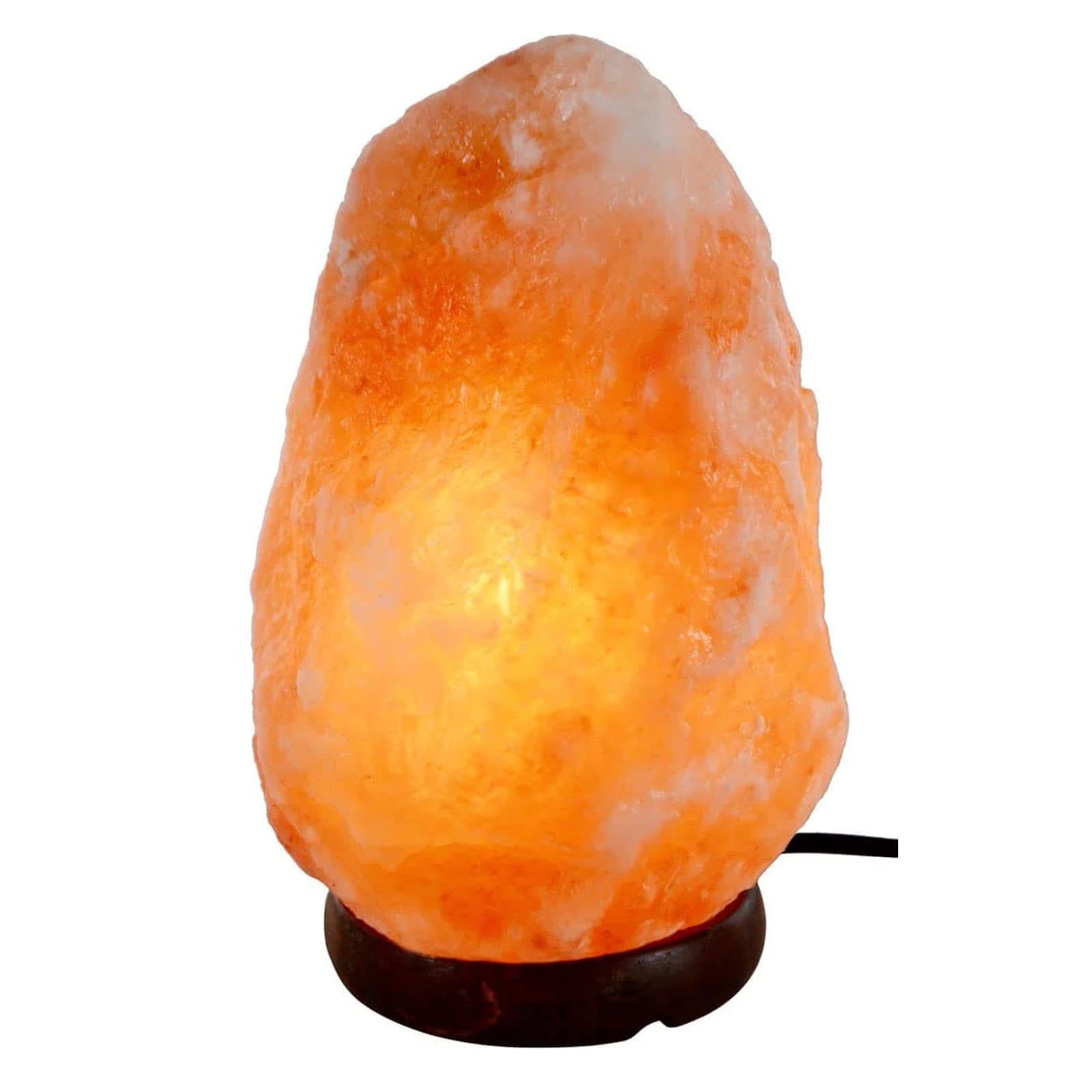 ALJOIR Lámpara de Sal Natural del Himalaya 2-3kg. Base de Madera Con Cable y Bombilla