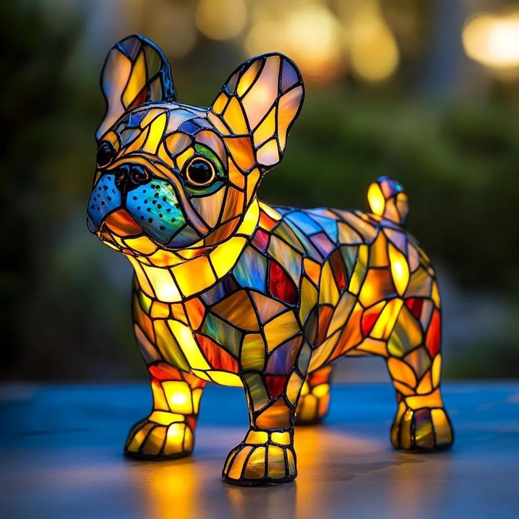 Dachshund & French Bulldog Resin Night Light - Handcrafted Dog Lamp for Bedside/Desk, Pet-Themed Tabletop Decor Gift