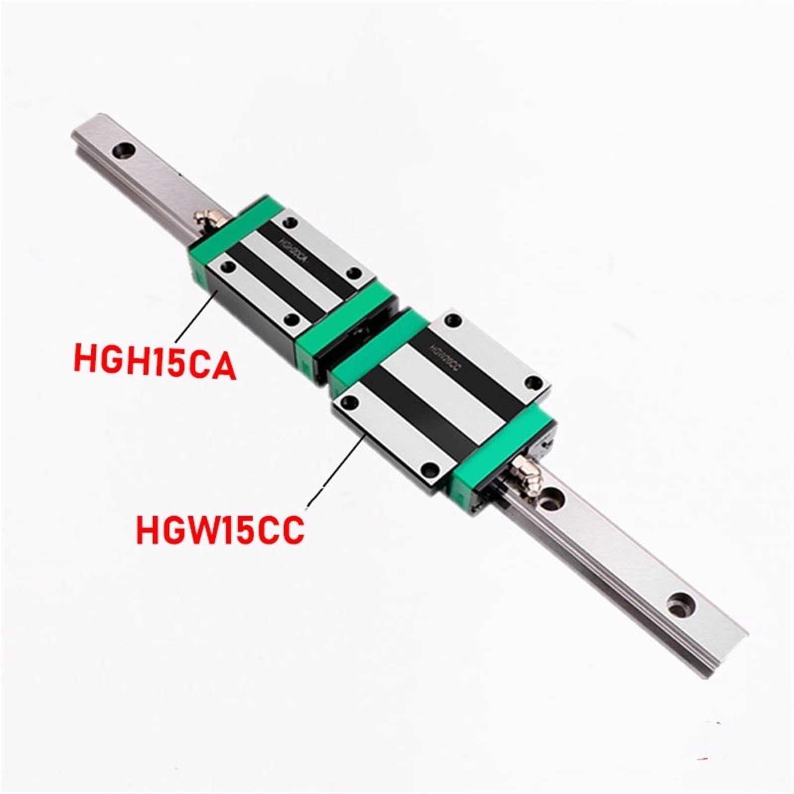 GTPBAO Rail de guidage linéaire robuste HGR15, 15mm de largeur, Rail coulissant à mouvement linéaire avec chariots à bloc coulissant à bride HGW15CC, 2 pièces rail de chargement(150mm 5.9" long)