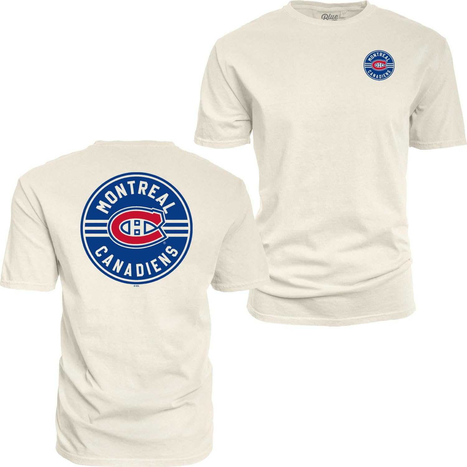 Blue 84 NHL Unisex-Adult NHL Officially Licensed T-Shirt Ringspun Front/Back Ivory Puck