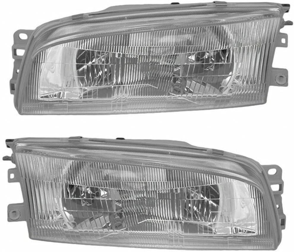 CarLights360: For 1997 1998 1999 2000 2001 Mitsubishi Mirage Headlight Assembly Driver and Passenger Side w/Bulbs - Replaces MI2502114 MI2503114 Vehicle Trim: Sedan