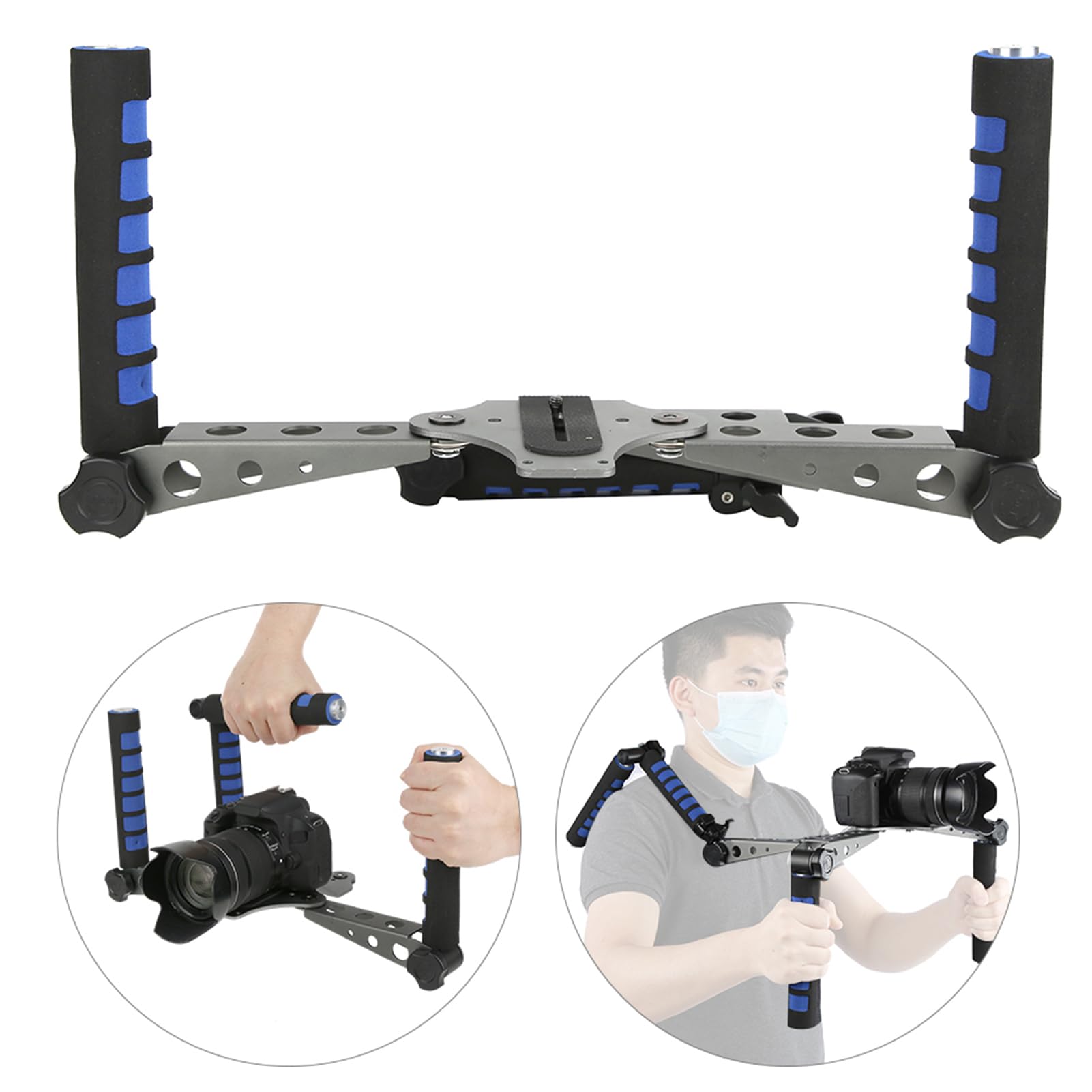 Aluminium Alloy Multi Function Camera Shoulder Support, Single Handle Stabilizer with Foldable Design for Easy Carrying, Compatible with Cameras and Camcorders, 1/4 Inch Screw