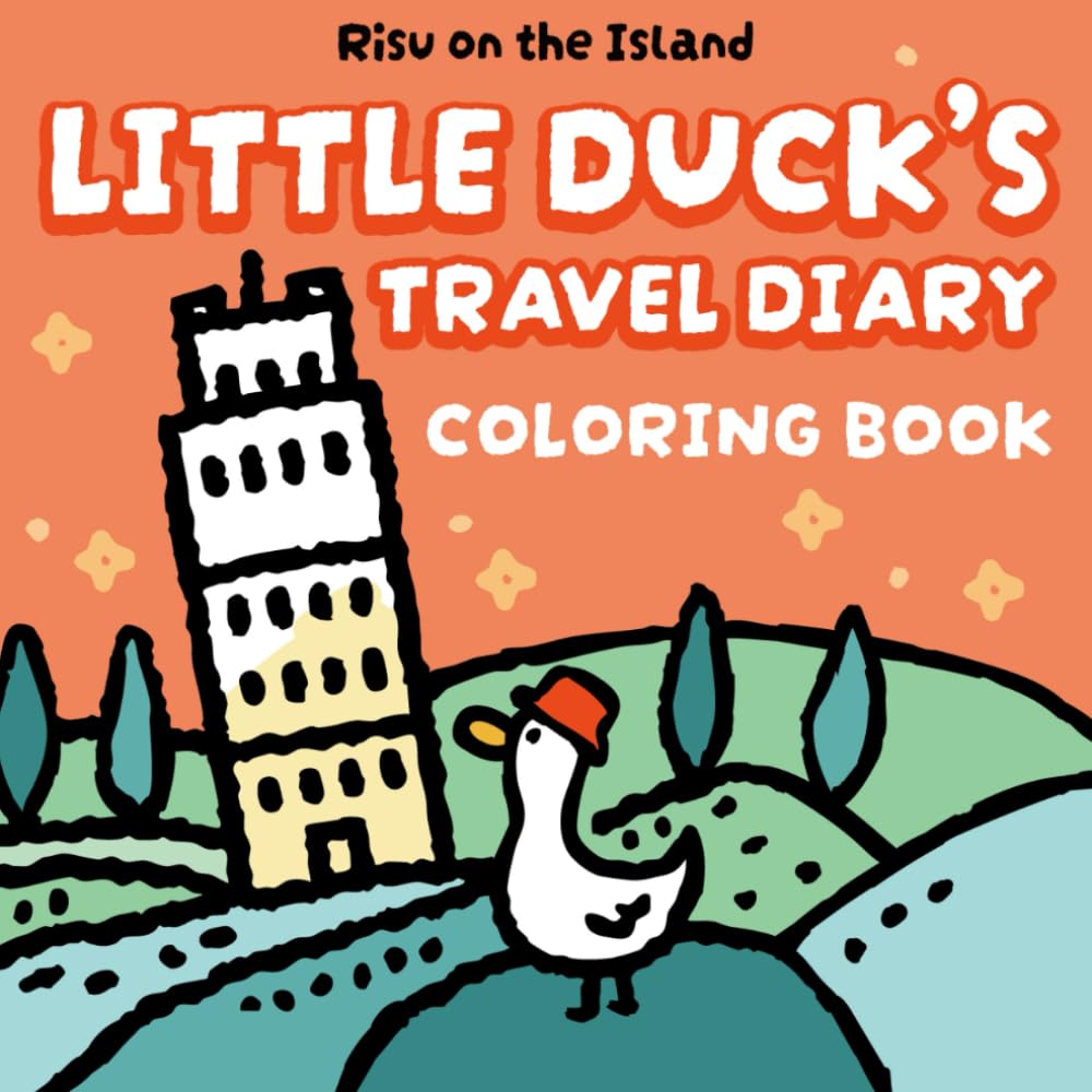 Little Duck's Travel Diary: World Landmarks Coloring Book: 40 Famous Sites for Kids and Adults