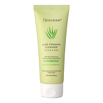 Dewcious | Aloe Foaming Cleanser with Hydrating and Soothing Formula | Gentle Facewash for Women | Men | Korean Skincare | 100 ml | Non-Drying - image, photos