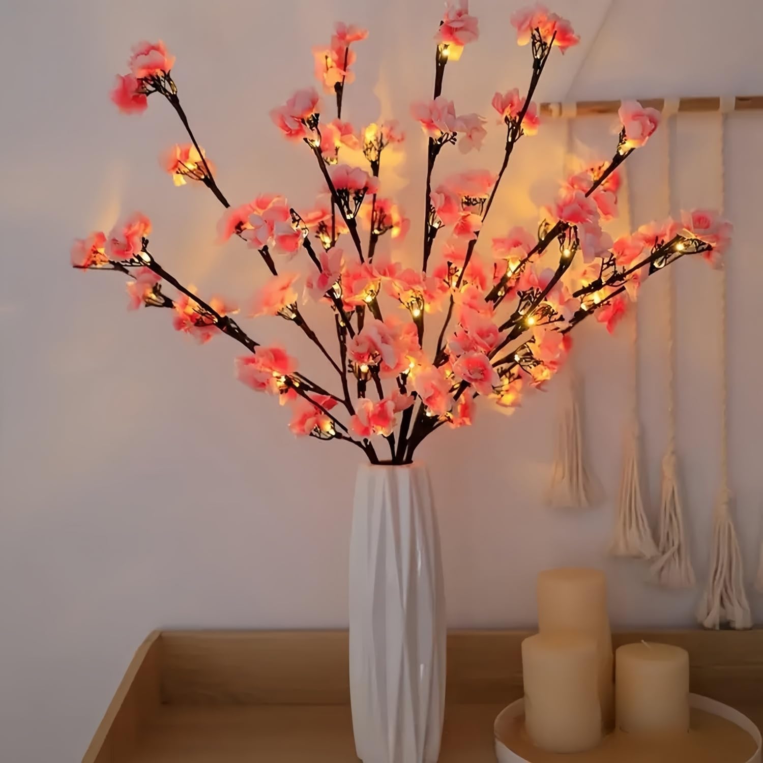 2 PCS LED Lighted Twig Branches 40 LED Beads Warm White Colored Battery Operated Decorative Branch Lights for Vase Bedroom Restaurant Coffee Bar Library Party Photo Background 70CM