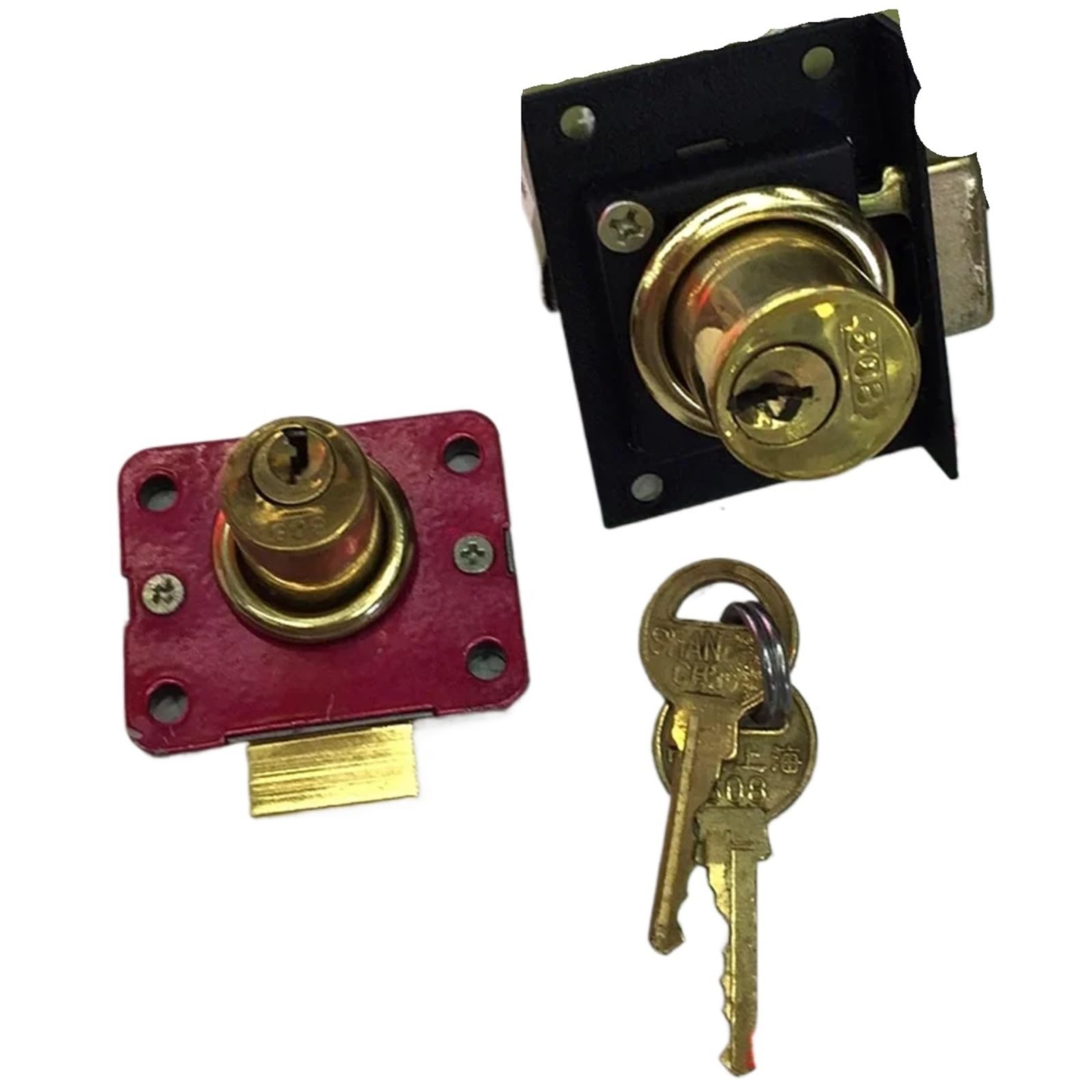 Desk Drawer Lock 2pcs Drawer Lock Computer Desk Cabinet(Red)