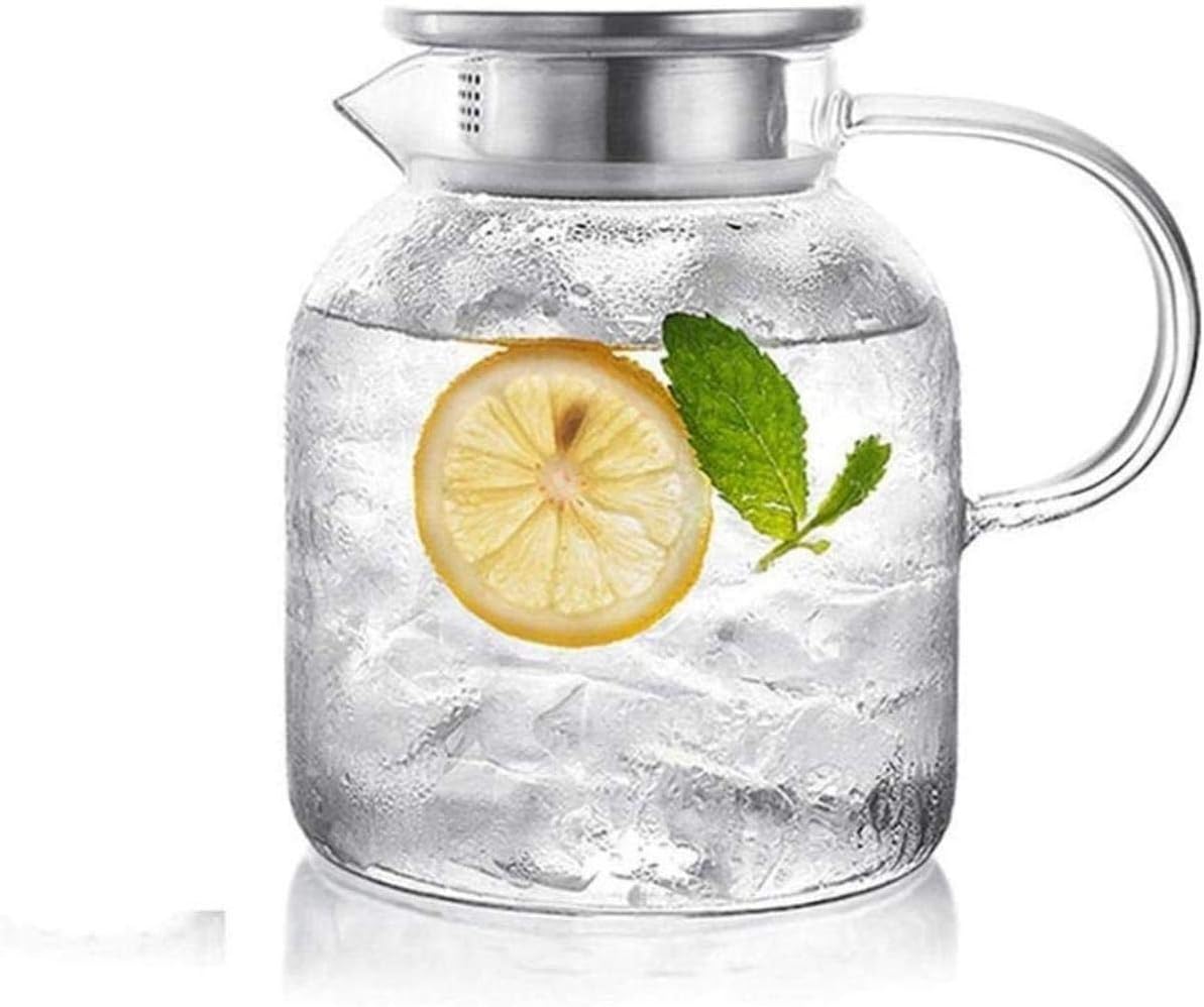 蓋のアイスとハンドルホウシリケートの耐熱ガラス水差しが付いている水差しガラスティーポットピッチャー 熱い冷たい水 アイスワインのコーヒーミルクとジュース飲料のカラフェと茶色の飲み物のカラフェ Xuan Worth Having 流行
