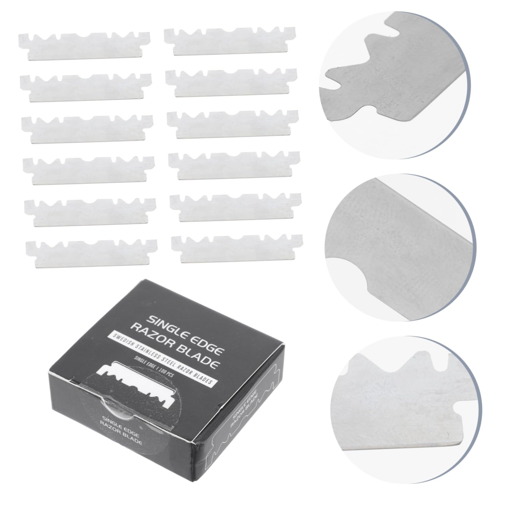 Lames de Rasoir Pliantes en Acier Inoxydable Argenté, 100 Pièces | Rasage Domestique, Barbe, Poils Fins, Usage Maison et Salons, Format Portable, Coupe Ancien, Barbier