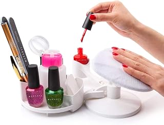 Makartt Nail Stand Hand Rest for Nails, White Nail Hand Rest Manicure Supplies, Nail Station Foot Rest for Pedicure with Multi Angle & Polish Trays, Nail Polish Stand Nail supplies for Salon Home DIY …