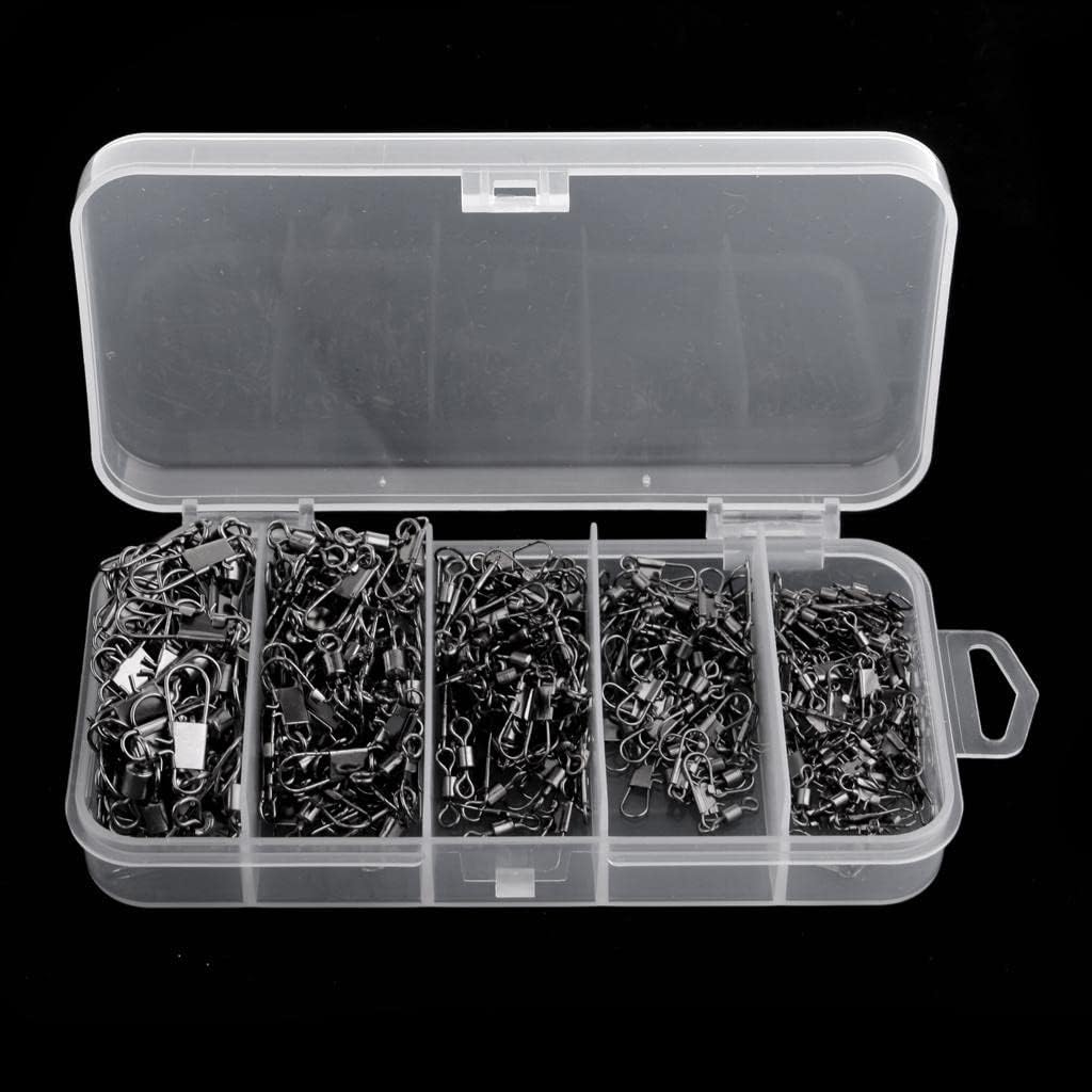 RolliFishing Heavy Duty Swivel 290x with Stainless Steel Snap, High Strength Assortment for Bass Freshwater Saltwater Offshore Fishing, Connect Fishing Line Hook Lure