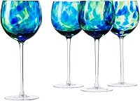 Vista 5 de Juego de copas de vino grandes con confeti de cobalto y cerámica pulida de rosa azul