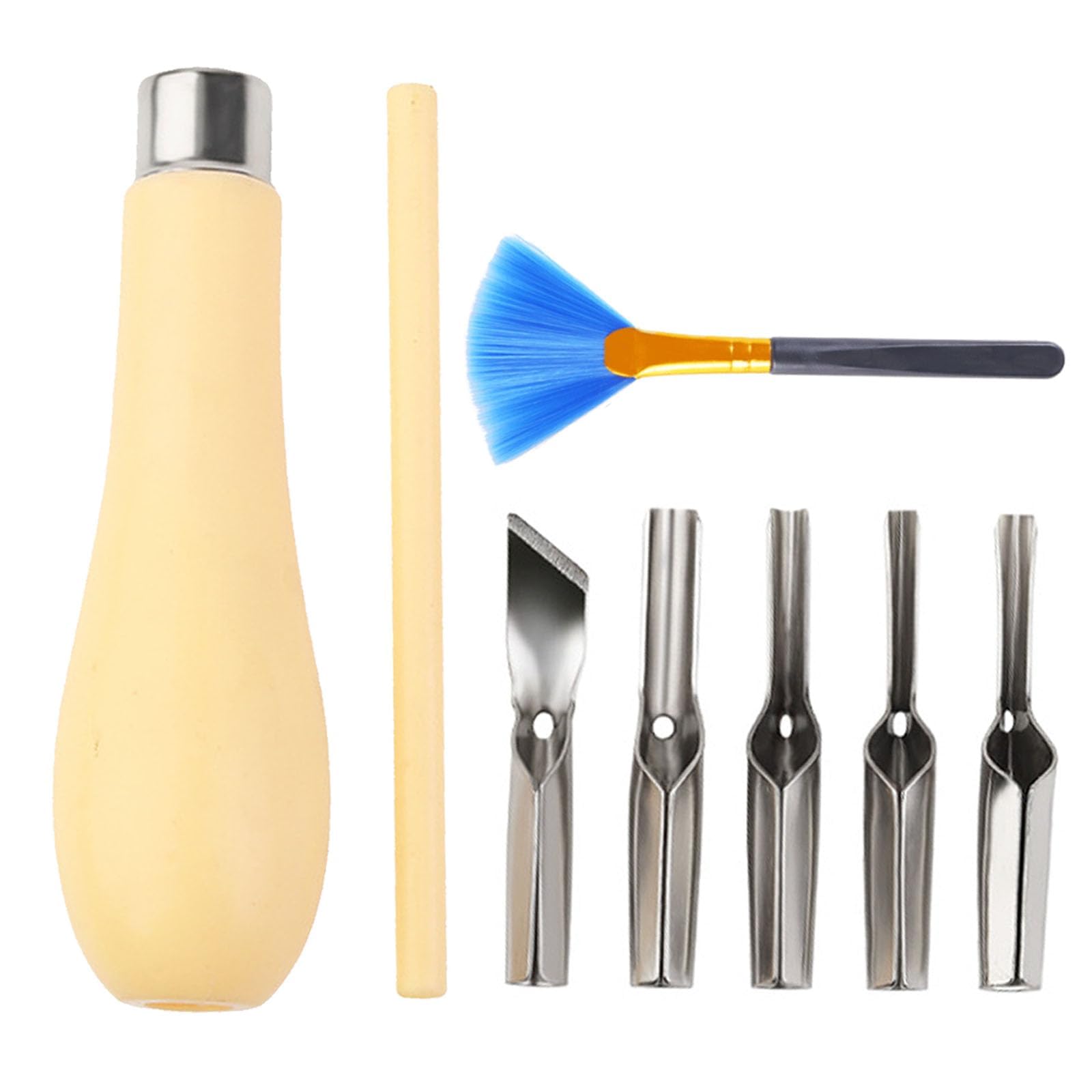 CLKE 1 Set Linocut Cutting Tools, Wood Carving Kits Tools, with 1 Cleaning Brushwood Carving Tool Set for Soft Wood Linoleum