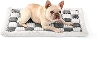 AEEISHOMEREFORM Washable Anti-Slip Dog Crate Pad Bed Mat for Small Medium Dogs, Cozy Flannel Pet Bed 22x13x1.5 Inch Bluegrey White