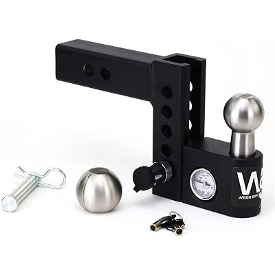 Weigh Safe Aero Hitch - Adjustable Trailer Hitch Ball Mount - 4" Drop Hitch for 2" Receiver - Premium Heavy Duty Steel Trailer Tow Hitch w/Built in Weight Scale for Anti Sway, 12,500 lbs GTW