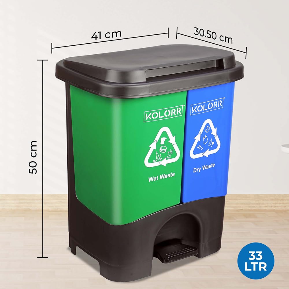 KOLORR Twin Bin - 2-in-1 Dry & Wet Waste Pedal Bin -2