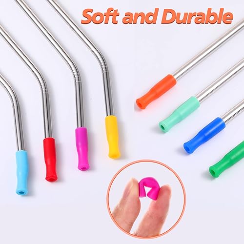 Miniatura 4 de 500 puntas de paja de silicona Tticai multicolor, cubiertas reutilizables para pajitas de silicona, puntas de paja de metal para pajitas de metal de