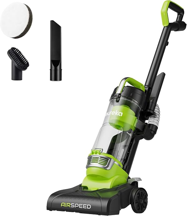 Eureka Aspiradoras para el hogar, Airspeed Ultra-Ligera, NEU10AE4 | Amigable para adultos mayores, 7.7 lb, aspiradora vertical para pelo de mascotas, alfombras y pisos duros, cepillo, herramienta para rincones, filtro lavable, verde