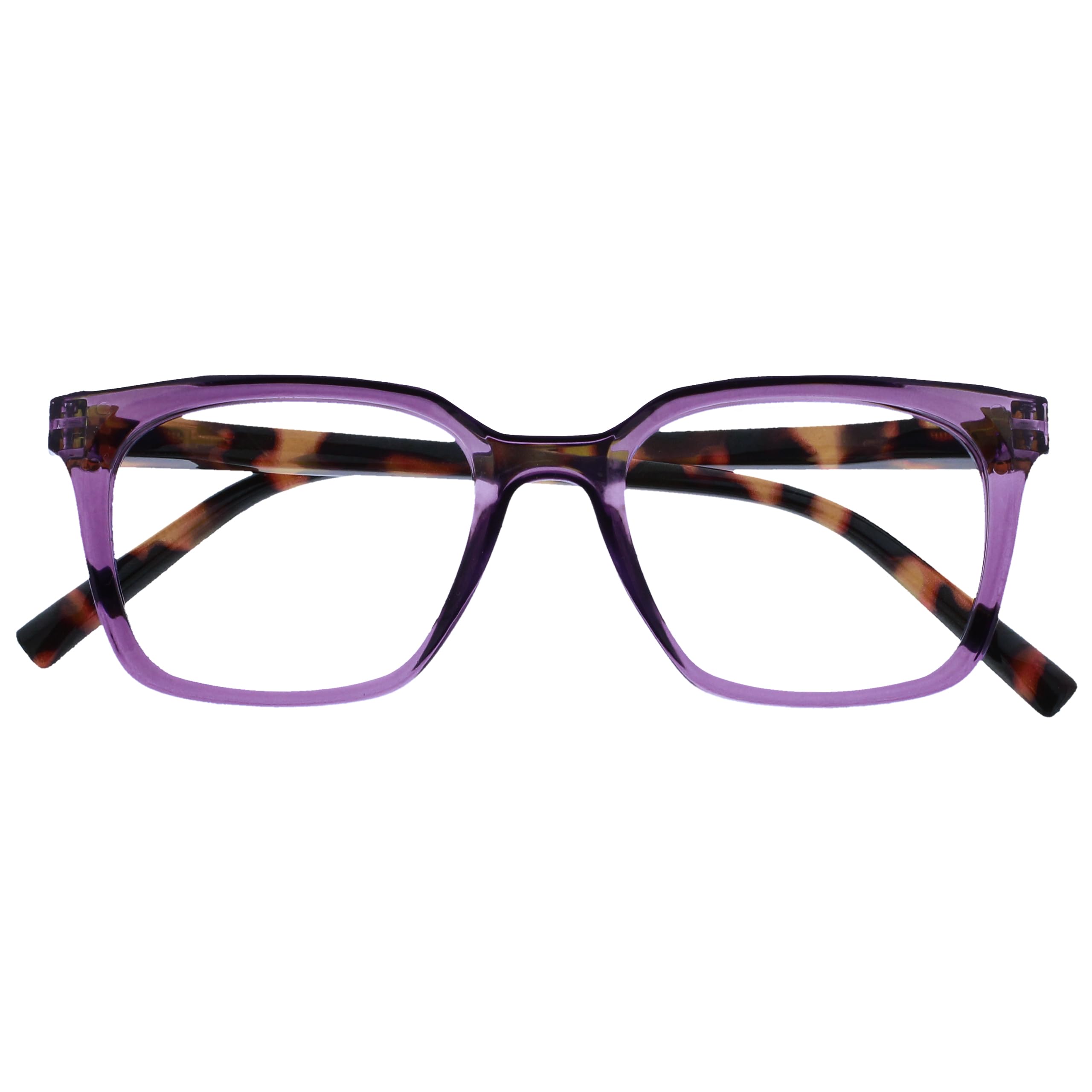 OPULIZE KOI Reading Glasses - Large Rectangular Frame - Purple - Mens Womens - Spring Hinges - R50-5 - +1.00
