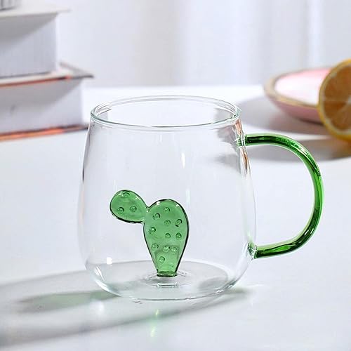 Miniatura 2 de Taza de café y té, taza de cristal de borosilicato suculenta con asa, forma 3D, 16 onzas, regalo para amantes de las plantas (orejas de conejo)