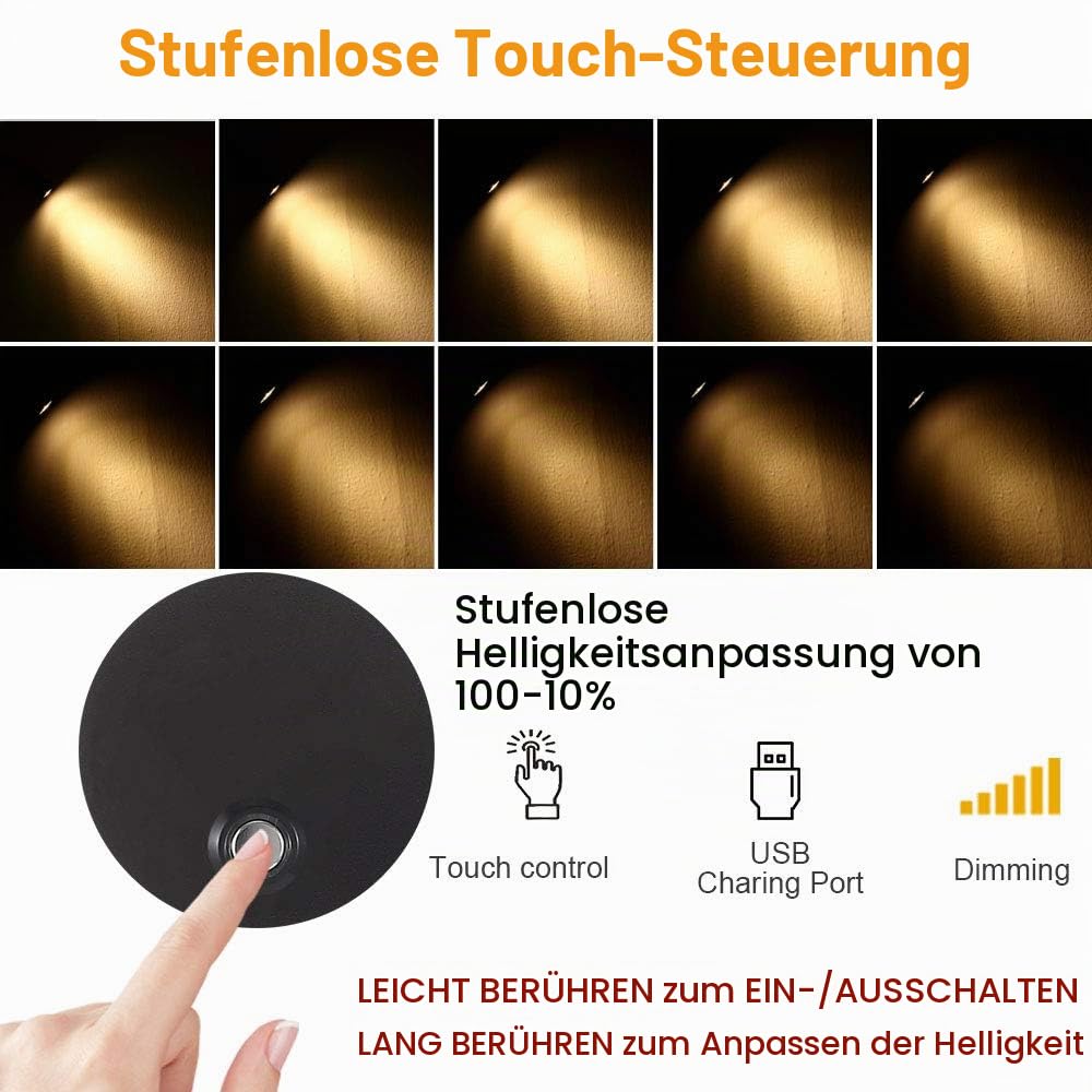 Dimmbare RV Leseleuchte mit USB-Ladeanschluss, DC 12V WOHNMOBIL Innenleuchten, Flexible LED-Leuchten, entwickelt für Auto, Van, Boot und Wohnmobil, 2 Packungen