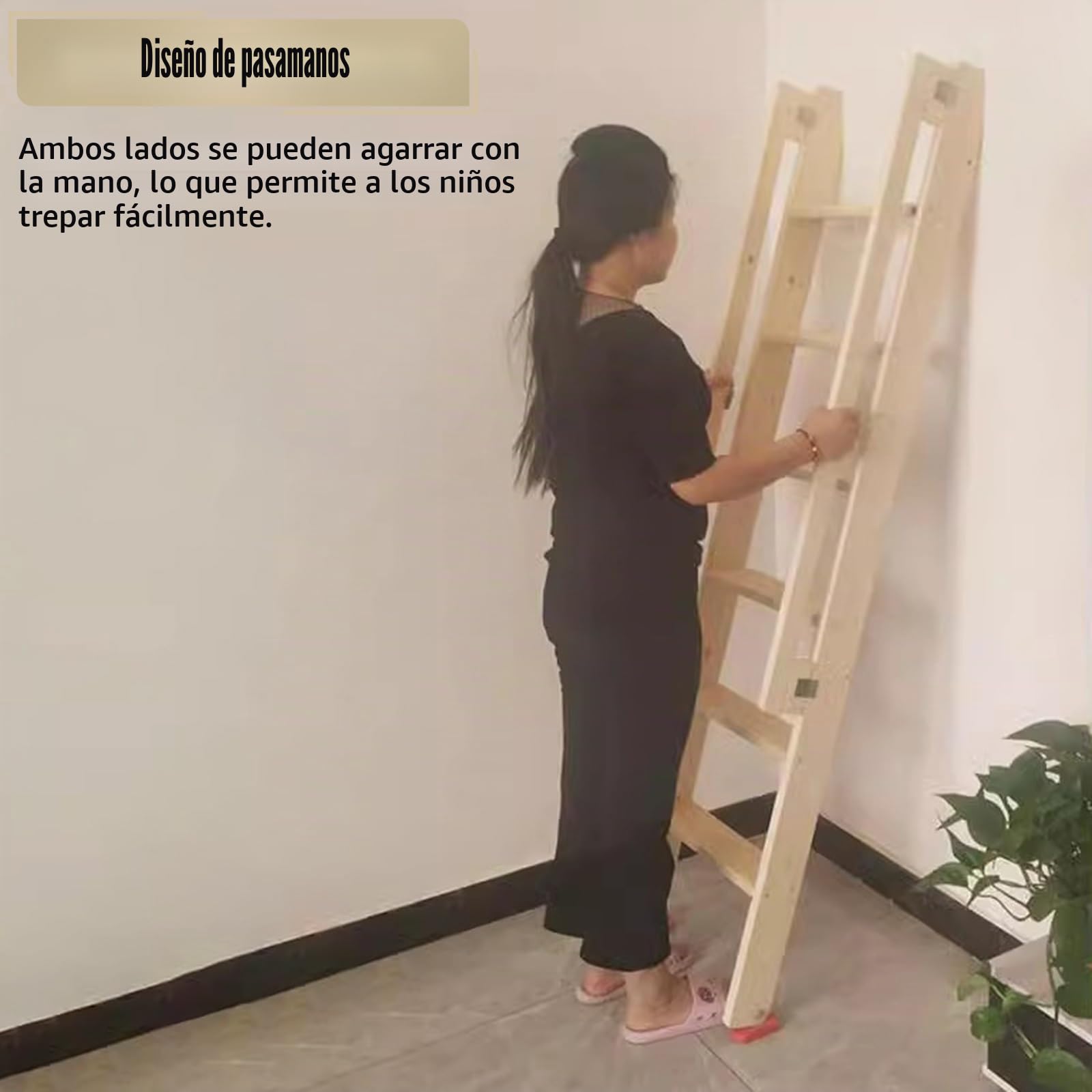 EsEntL Escalera de litera de madera de 6,5 5,7 4,9 4,1 3,2 pies de altura con pasamanos, peldaños de 3,7 pulgadas de ancho, solo escalera de repuesto, 7 6 5 4 3 peldaños para caravana y escuela