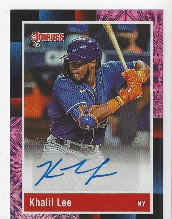 Khalil Lee Autographed & Serial Numbered Retro 1988 Pink Parallel Collectible Baseball Card - 2022 Panini Donruss Baseball Card #R88S-KL (Mets) Free Shipping
