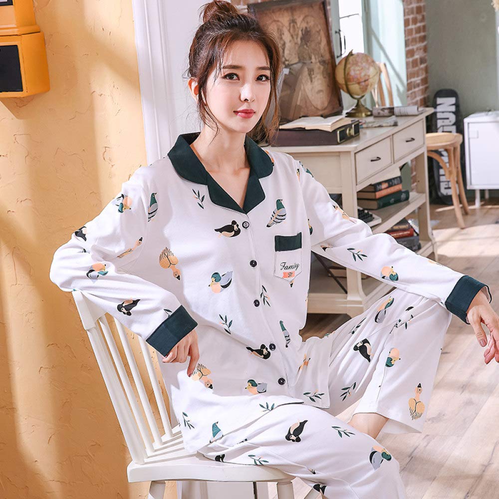 Conjunto De Pijamas De Mujer,2 Piezas De Pijamas De Algodón Suave Con Estampado De Dibujos Animados Ropa De Dormir Con Botones De Manga Larga Ropa De Dormir Tops + Pantalones Conjuntos De Salón Lou
