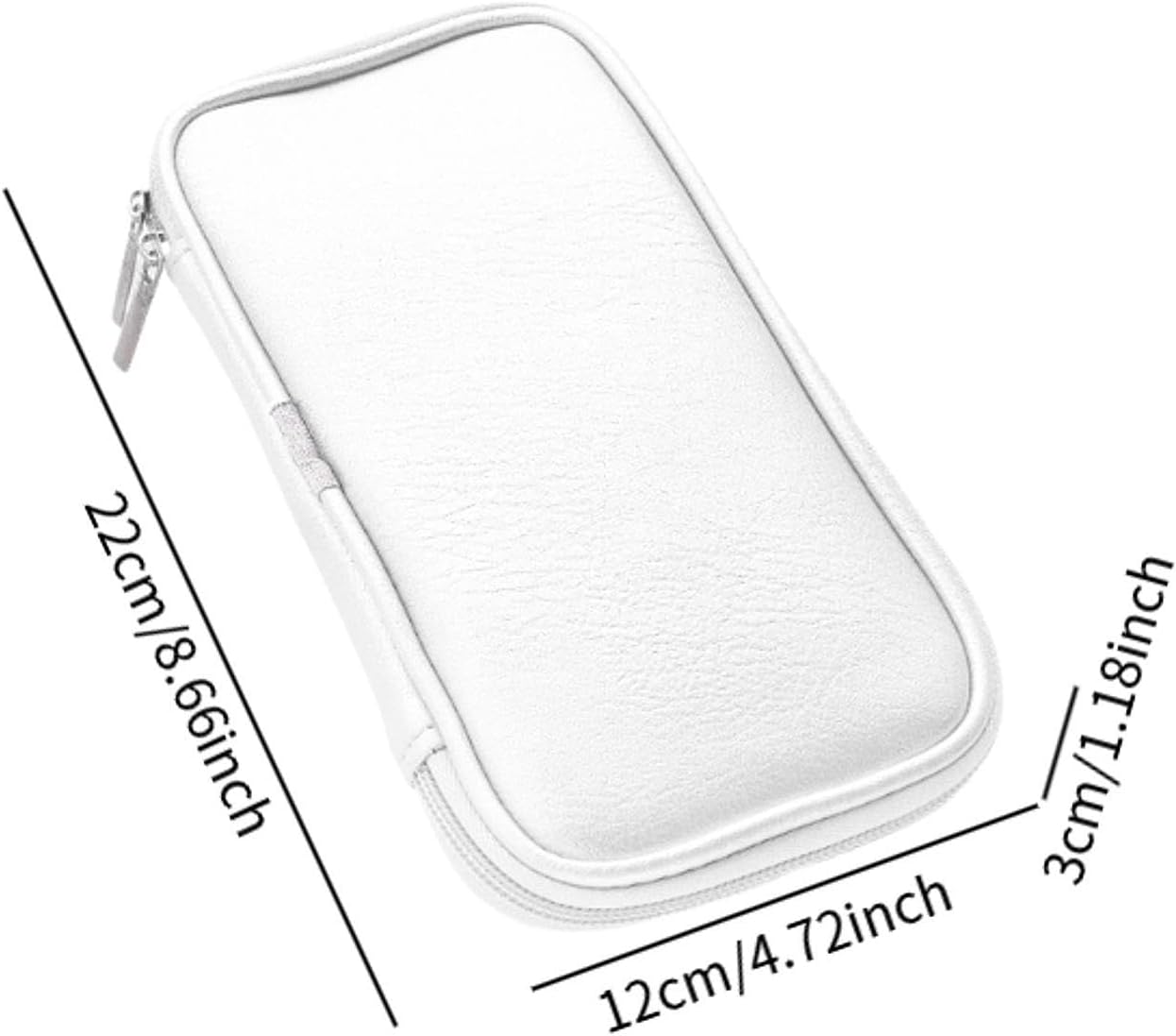 Makeup Makeup Brushes Pouch Cosmetic Bag Organizer Holder with Double Zipper PU Leather Water Resistant Lined Interior Suitable for travel, White image 4