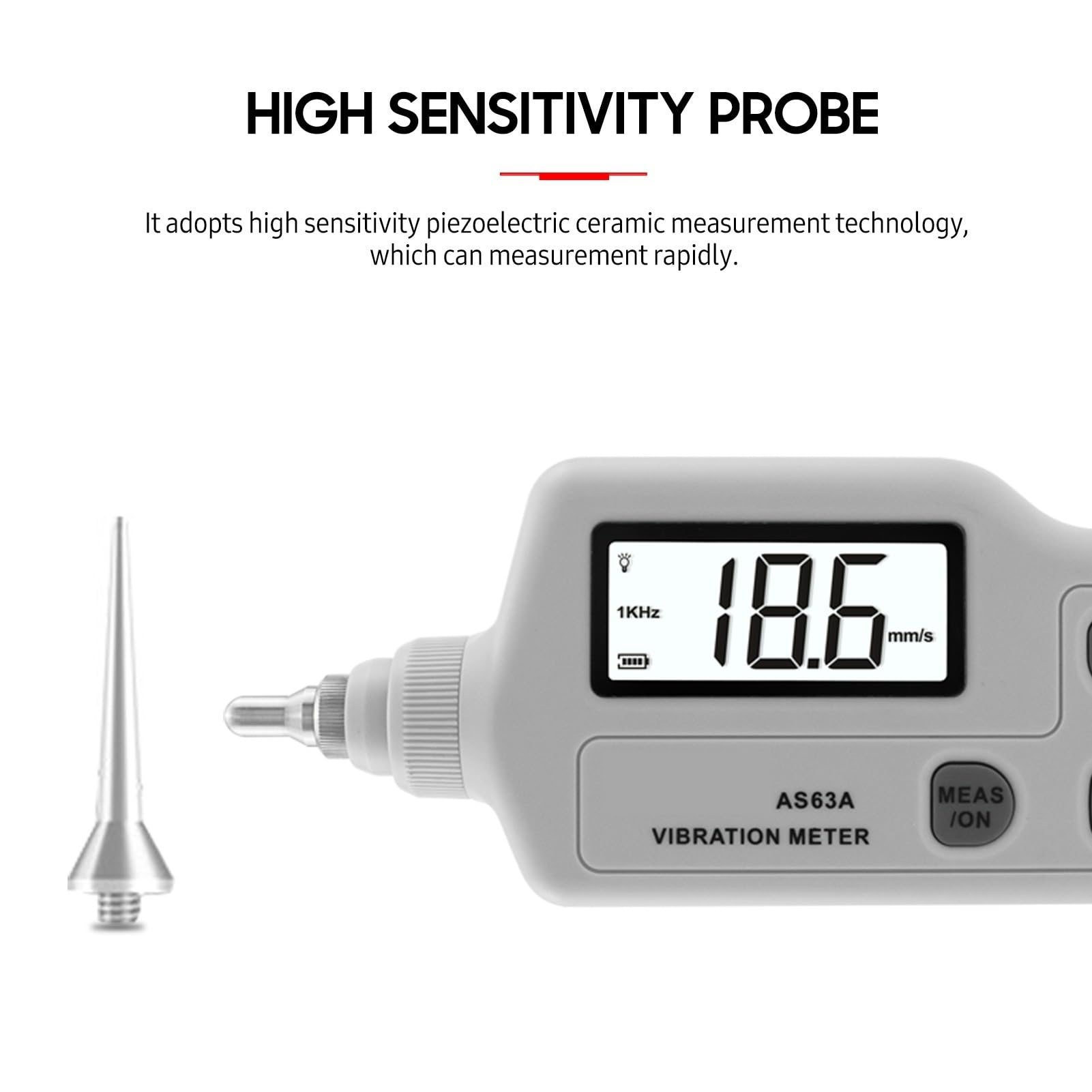 Medidor de Vibraciones, Medidor de vibración portátil de Mano, vibrómetro, Sensor de vibración Digital, medidor, probador, analizador, aceleración AS63A