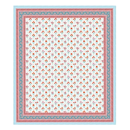 Image of DE CAMA Since 1997 | 100% Cotton 300 TC Premium King Size Bedsheet for Double Bed (90 x 108 Inch) with 2 Pillow Covers Set (17 x 27 Inch) Hand Block Printed Bedsheet Set - Orange