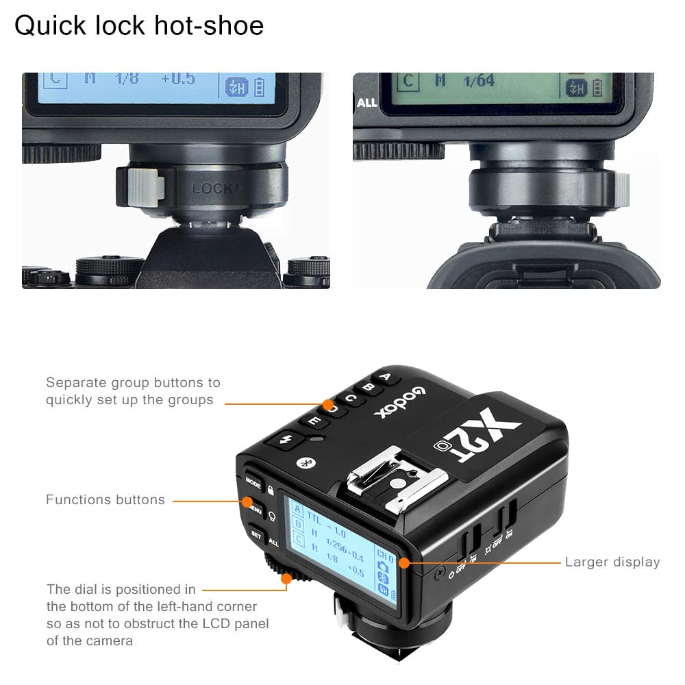 GODOX X2T-O TTL Flash Trigger connessione Bluetooth trasmettitore HSS 1/8000s 5 Pulsanti di Gruppo Separati per Fotocamera Olympus Panasonic
