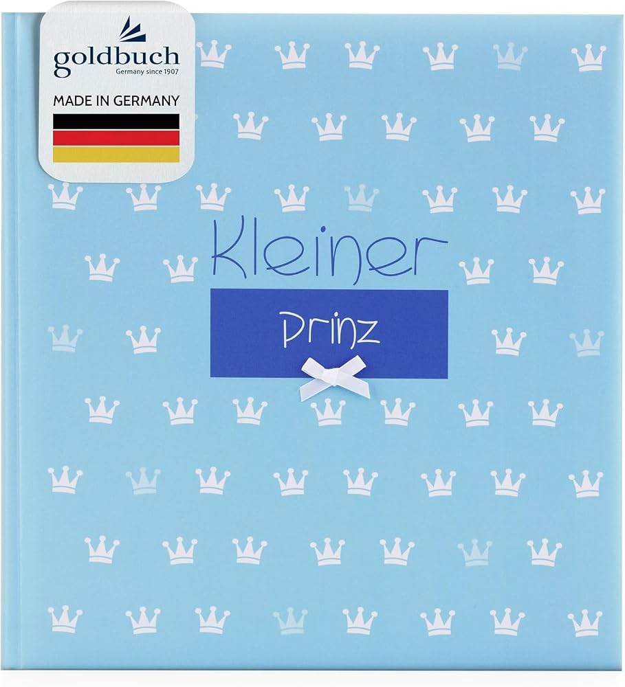 goldbuch 15088 Babyalbum Kleiner Prinz, 30 x 31 cm, Baby Fotoalbum mit 60 weiße Blankoseiten & 4 illustrierten Seiten und Pergamin-Trennblättern, Kunstdruck mit Relieflack, Mit Accessoires, Blau — 사진 1